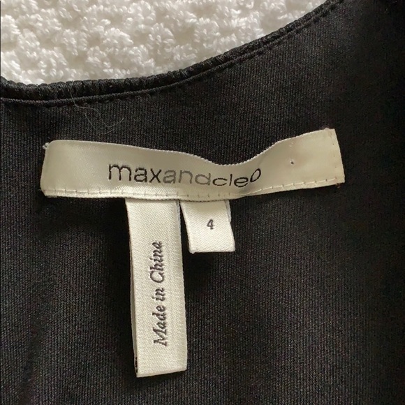 MAX & CLEO size 4 belted short sleeve black dress in excellent condition - Picture 3 of 6